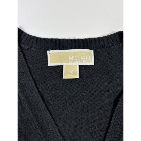 Michael Kors Fringe Cardigan Black Size XS Open Front Long Sleeve Waterfall - Picture 4 of 10